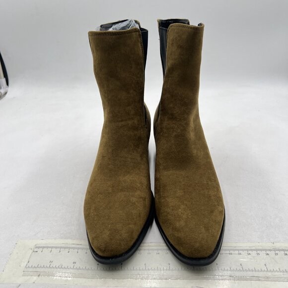 FOWT Olive Green Men Fashion Round Toe Block Low Heel Stretchy Ankle Boots main image 7